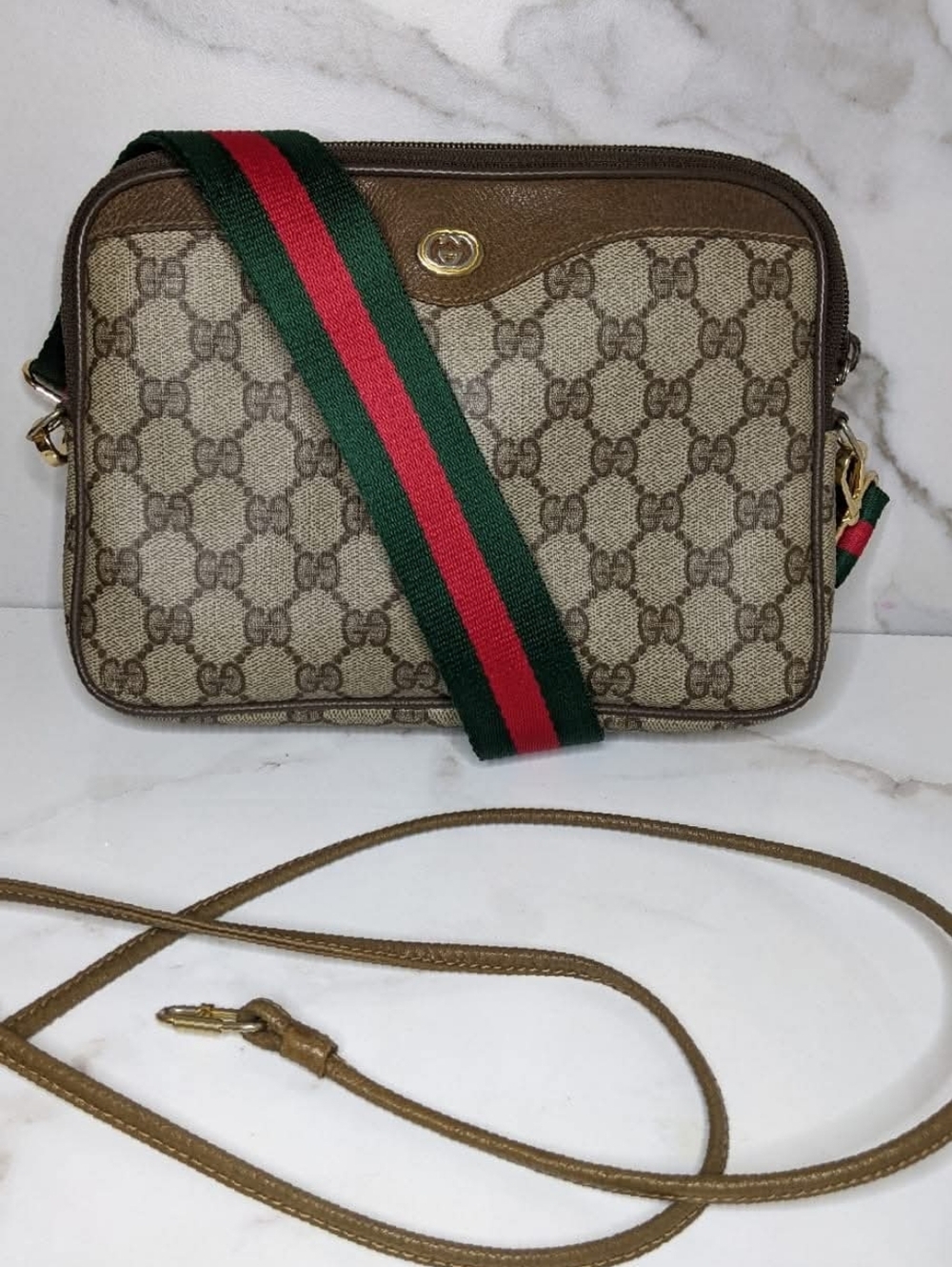 GUCCI Vintage Ophidia Supreme Canvas GG Monogram Crossbody Bag Authentic